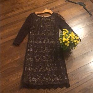 Talbots lace midi body con dress